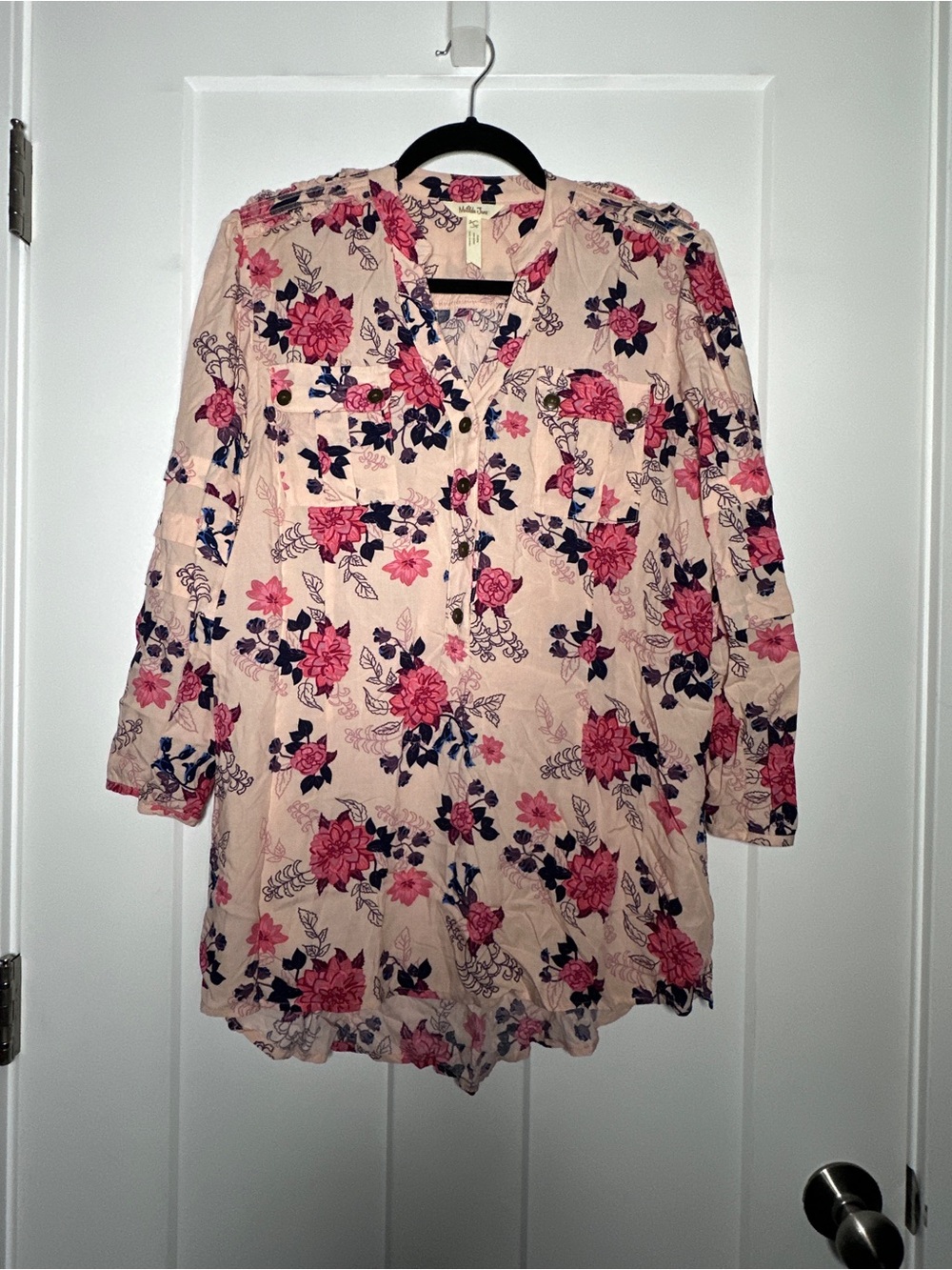 Matilda Jane Floral Pink V-Neck Long Sleeve Women's Top